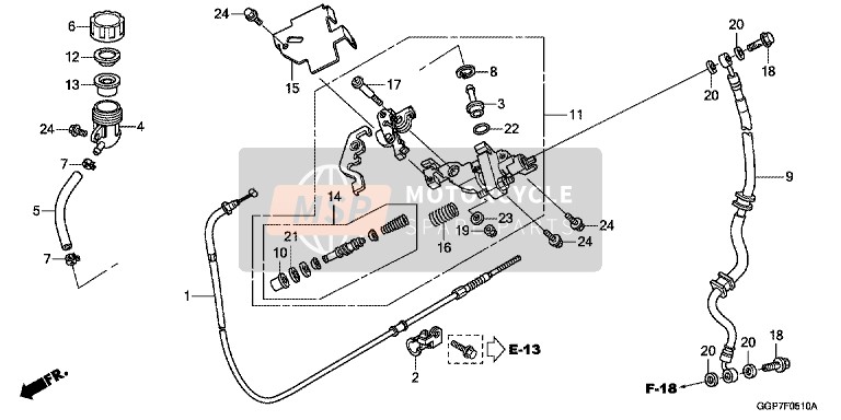 Honda NSC50MPD 2014 Brake Master Cylinder (CBS) for a 2014 Honda NSC50MPD